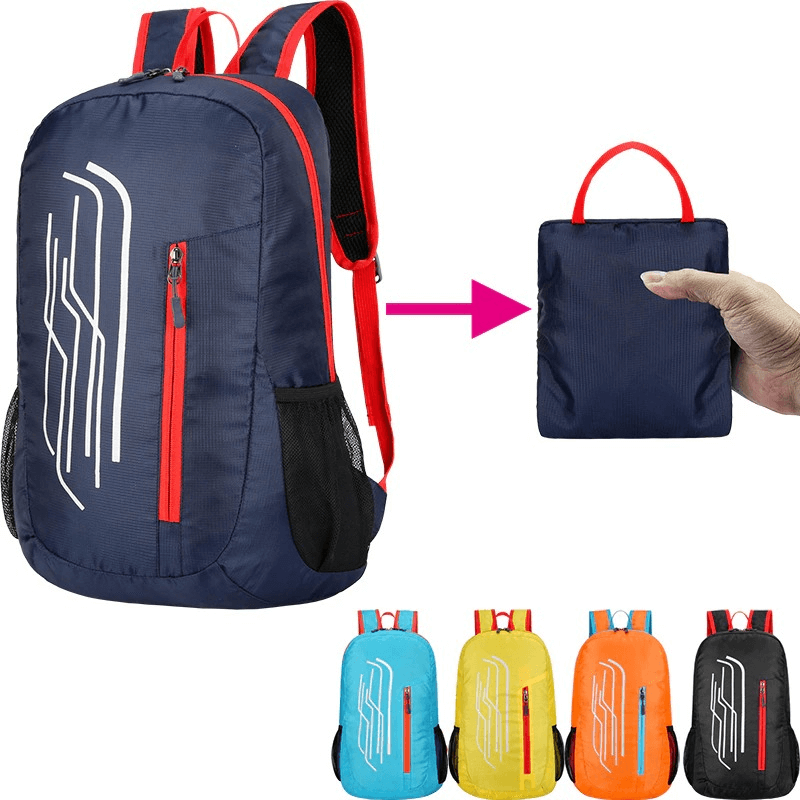 22L Portable Folding Ultralight Cycling Backpack in multiple colors, shown folded compactly, ideal for cycling adventures.